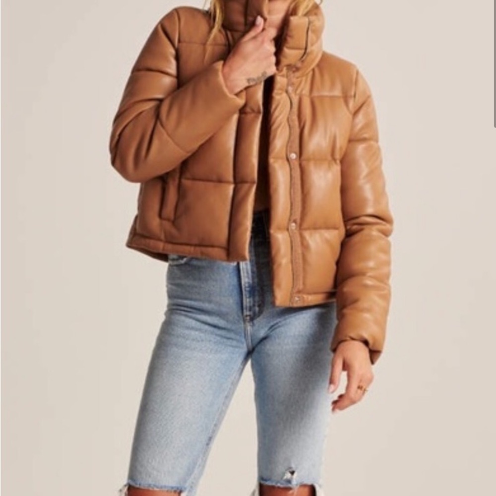 NWOT A&F Vegan Leather Mini Puffer